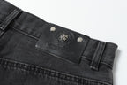 Chrome Hearts White & Black Leather Cross Patches Jeans