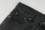 Chrome Hearts Black & White Cross Patch Flame Knee Jeans