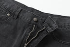 Chrome Hearts White & Black Leather Cross Patches Jeans