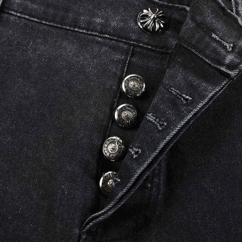 Chrome Hearts Grey jeans with colored crosshatch