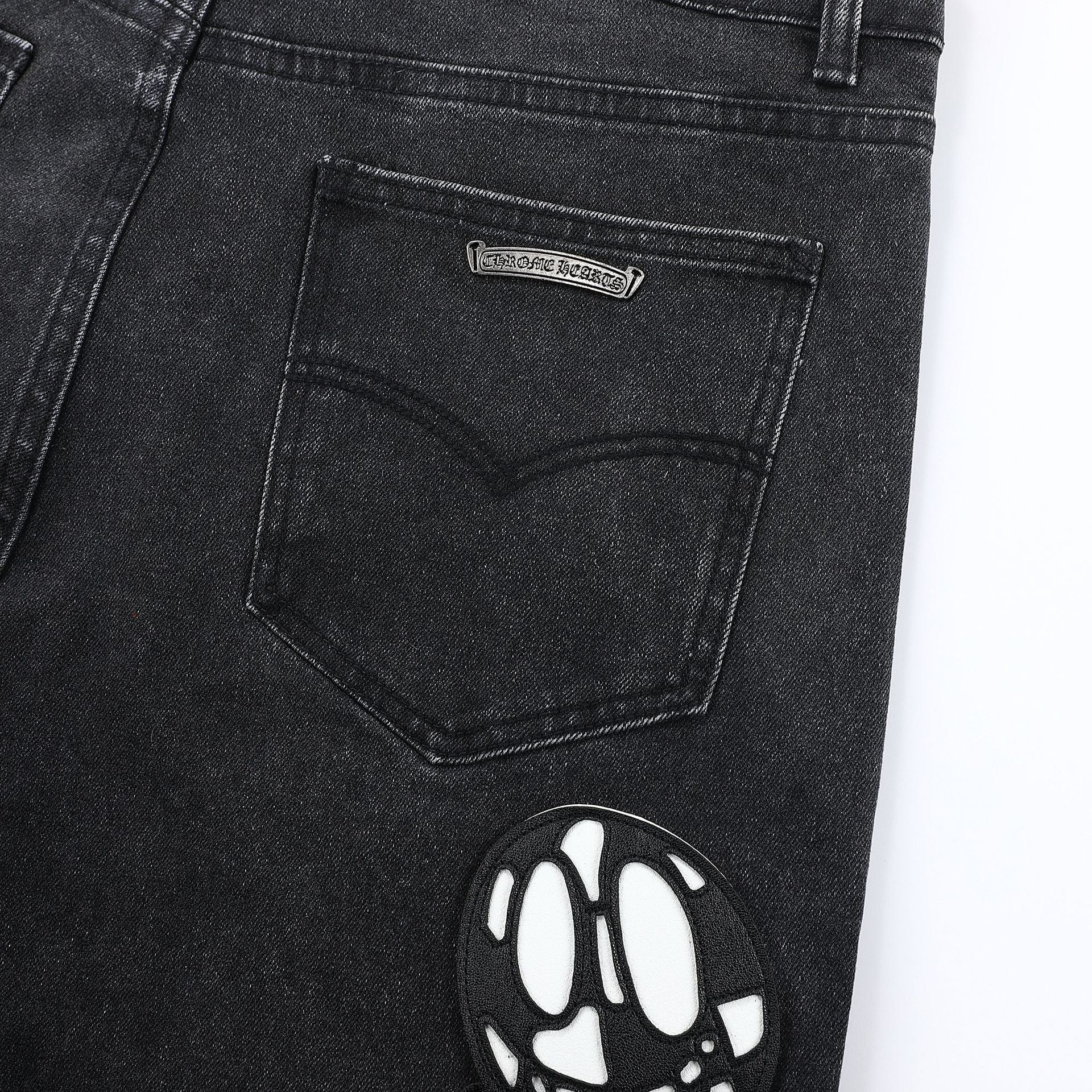 Chrome Hearts Grey jeans with colored crosshatch
