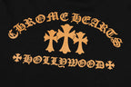 Chrome Hearts Orange Three-Cross Slogan Short Sleeve Tshirt 6129
