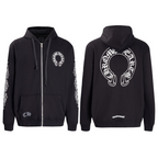 Chrome Hearts Horseshoe Floral Sleeve Zip Up Hoodie 5001