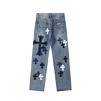 Chrome Hearts blue Silver Cross Patch Jeans
