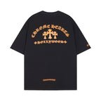 Chrome Hearts Orange Three-Cross Slogan Short Sleeve Tshirt 6129