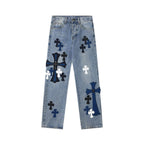 Chrome Hearts blue Silver Cross Patch Jeans