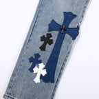 Chrome Hearts blue Silver Cross Patch Jeans