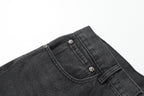 Chrome Hearts White & Black Leather Cross Patches Jeans